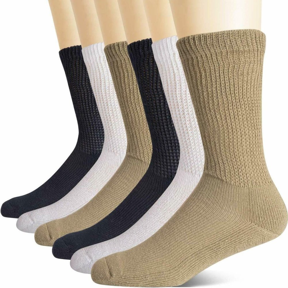 +MD Diabetic Crew Socks 6 Pack Multi Color Medium